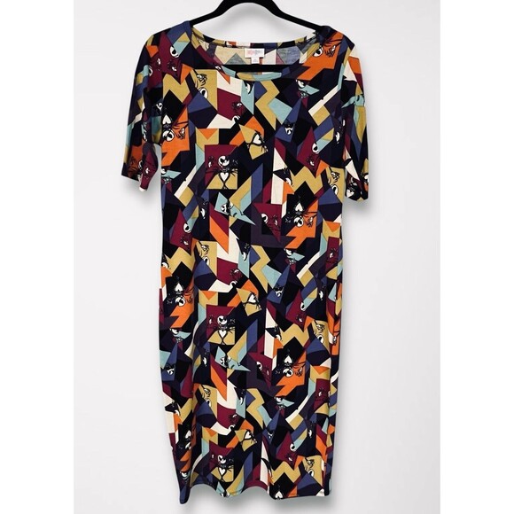 LuLaRoe Julia Dress Disney Nightmare Before Christmas Jack Skellington Size Med - Picture 1 of 7